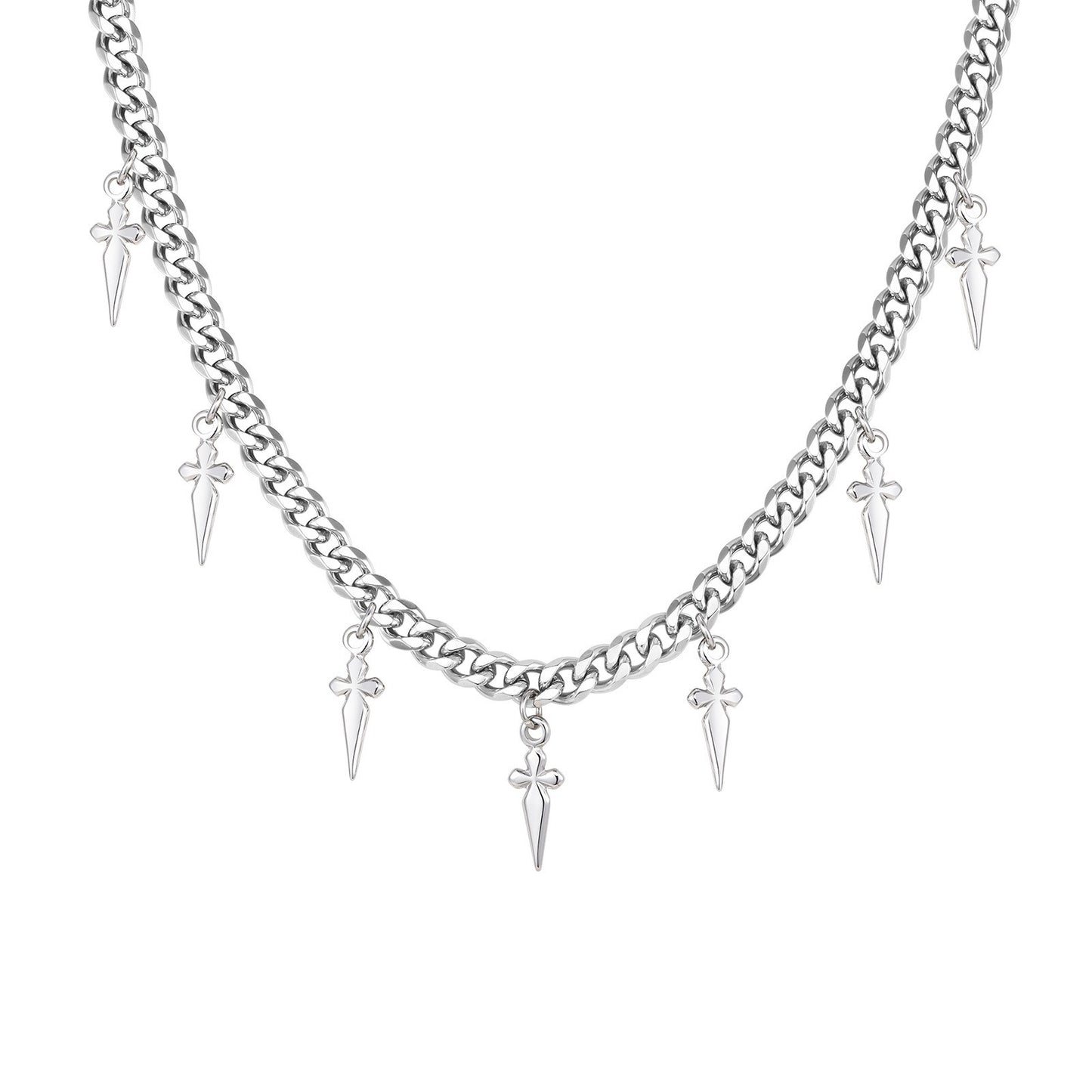 Kemstone Stainless Steel Cross Charm Cuban Chain Necklace for Men NC-263