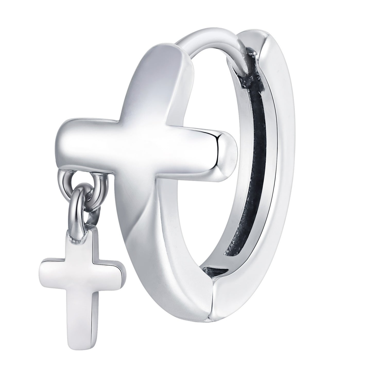 Kemstone Stainless Steel Cross Hoop Earrings for Men EH-788