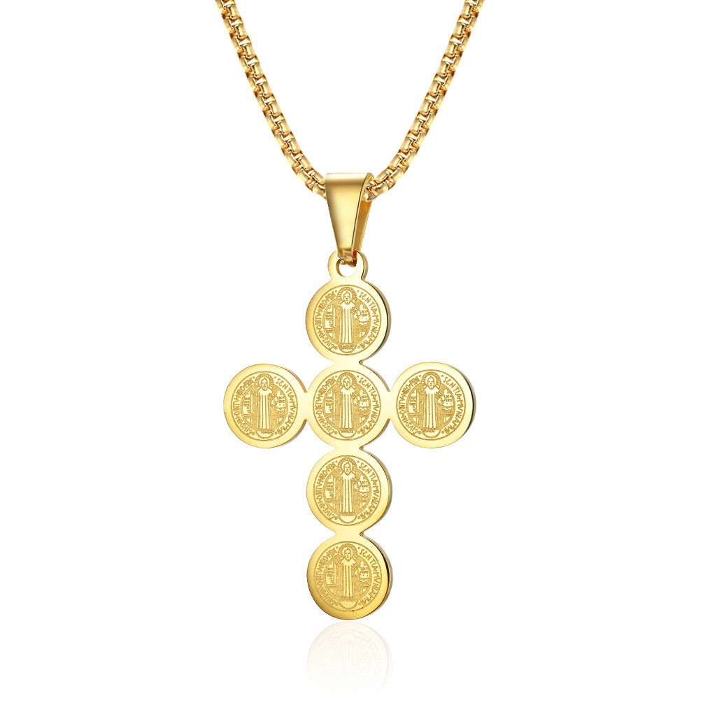 Kemstone Stainless Steel Medallion Cross Necklace for Men Vintage Style K-PT303
