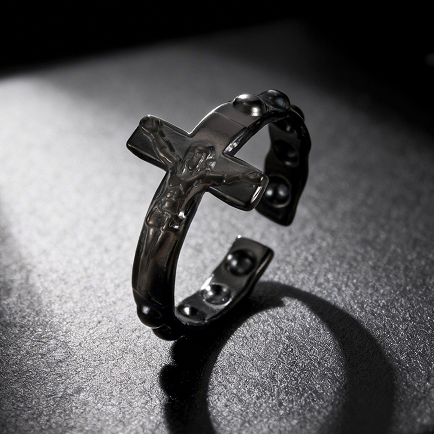 Kemstone Stainless Steel Cross Open Ring for Men Vintage RC-1073
