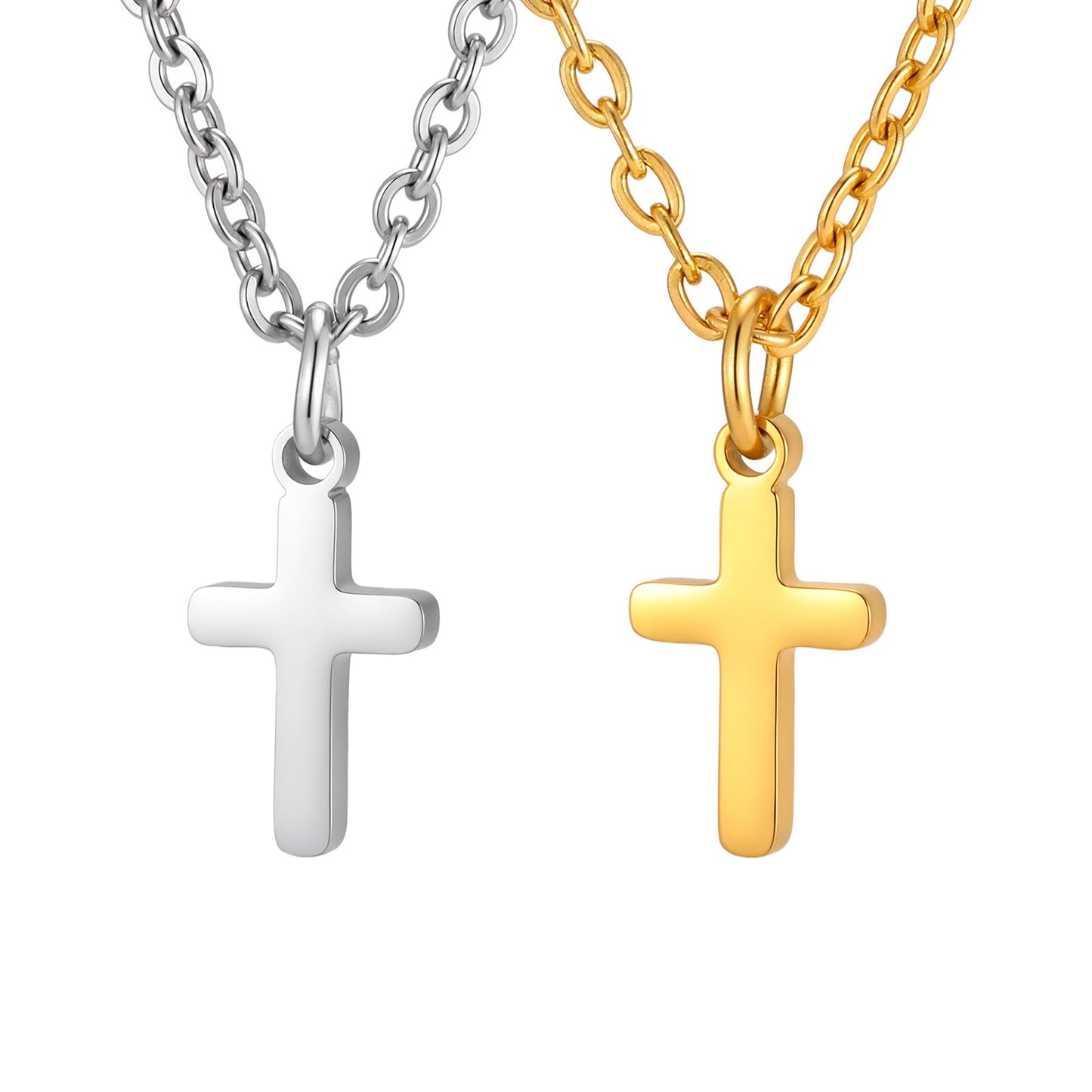 Kemstone Stainless Steel Minimal Cross Pendant Necklace for Men & Women Gold Silver PN-2289