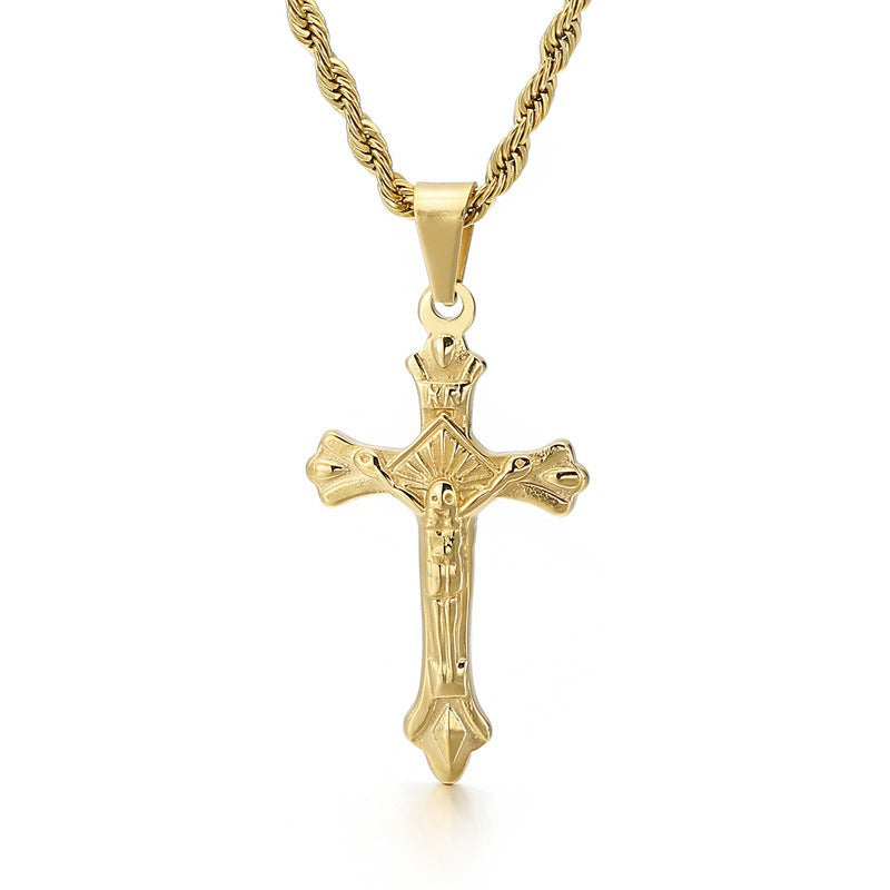Kemstone Stainless Steel Cross Pendant Necklace for Men – Minimal Polished Design KP93858-Z