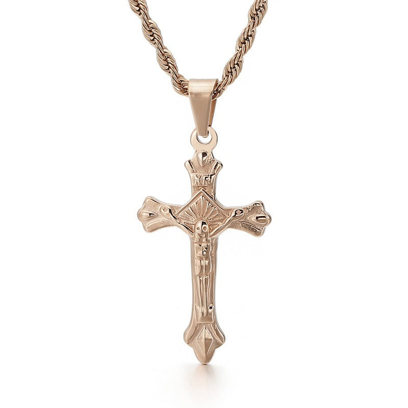 Kemstone Stainless Steel Cross Pendant Necklace for Men – Minimal Polished Design KP93858-Z