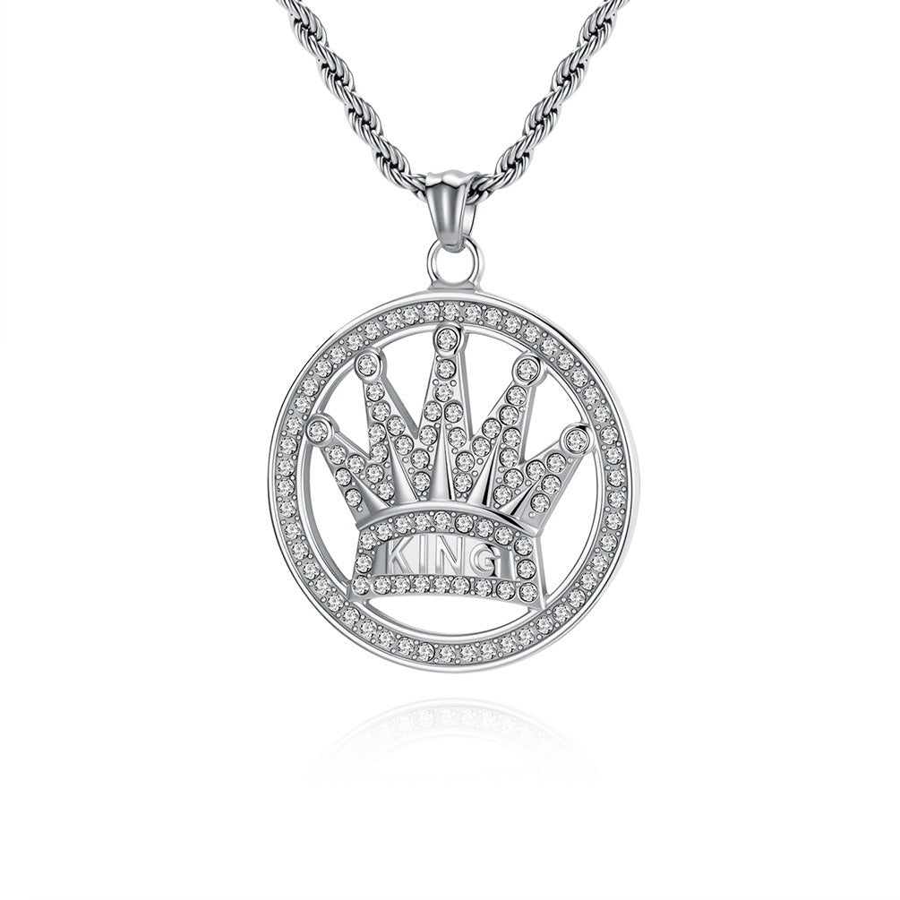 Kemstone Stainless Steel Crown Pendant Necklace for Men K-PT686