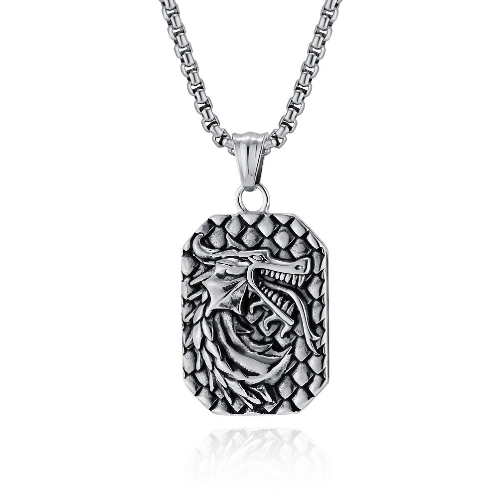 Kemstone Dragon Head Relief Necklace for Men Stainless Steel Vintage K-PT578