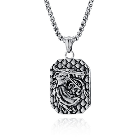 Kemstone Dragon Head Relief Necklace for Men Stainless Steel Vintage K-PT578