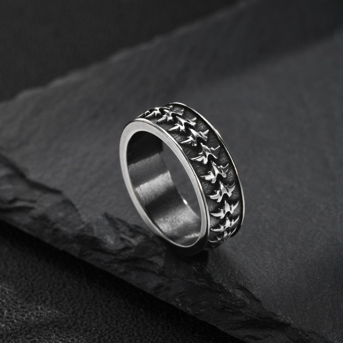 Kemstone Dragon Spine Ring for Men Stainless Steel Gothic RC-1157