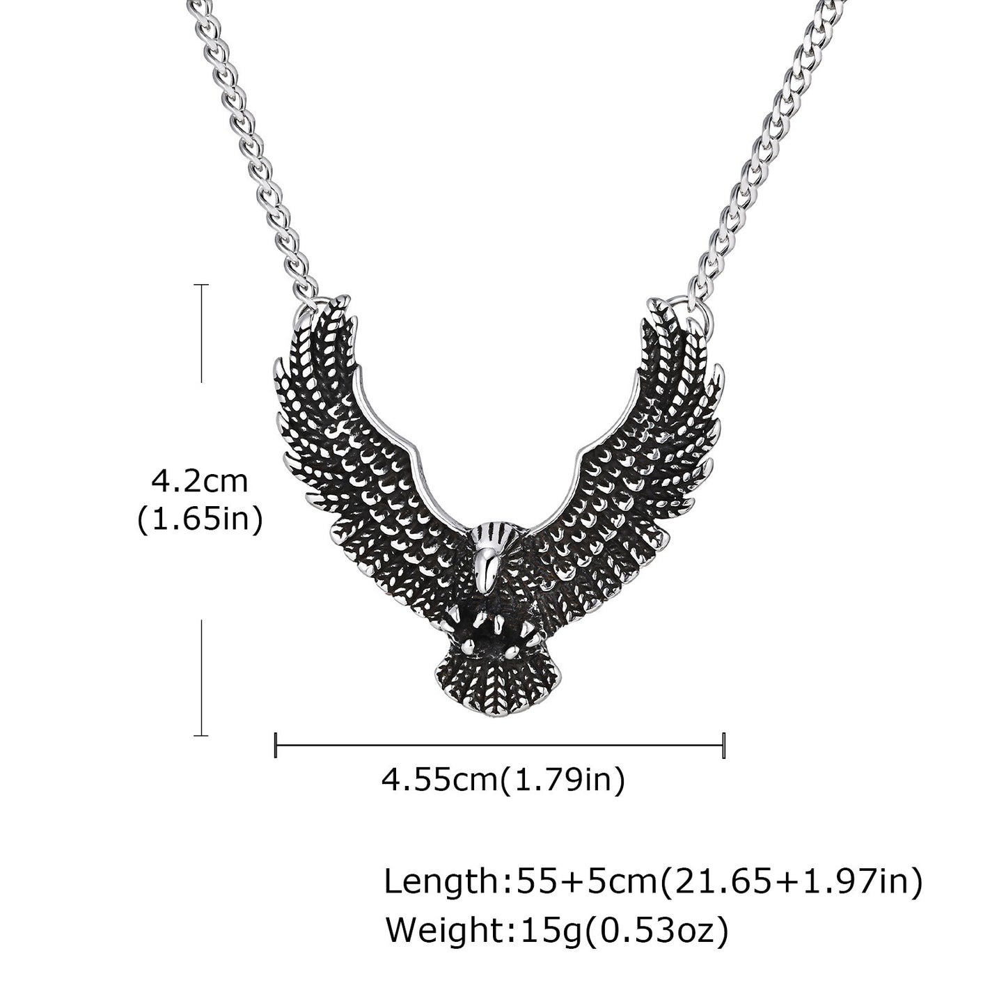 Kemstone Men’s Stainless Steel Eagle Necklace – Punk Gothic Pendant PN-2242