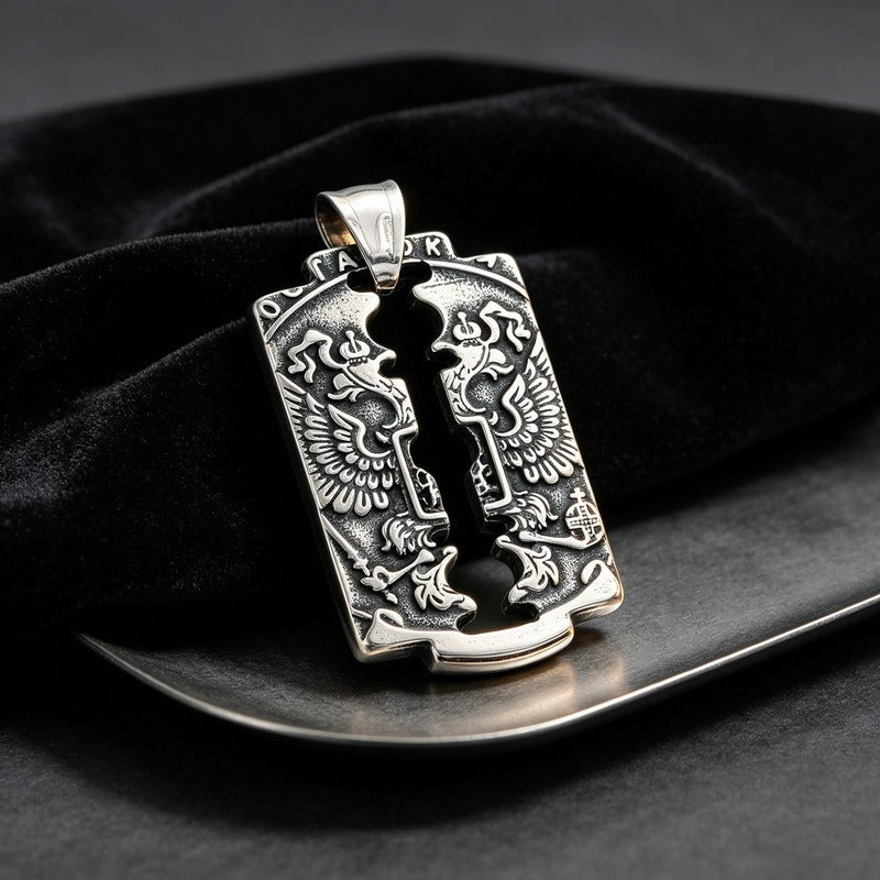 Kemstone Egyptian Winged Eagle Horus Eye Pendant Necklace Stainless Steel Myth Symbol Men KP118661-LU