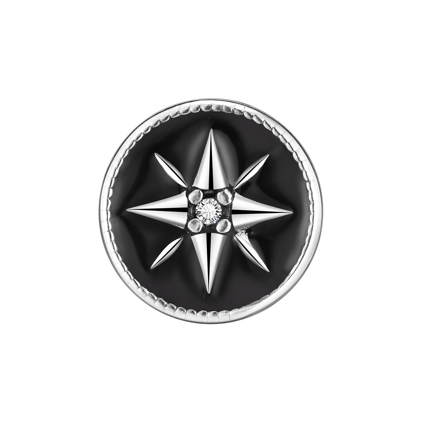 Kemstone Men’s Stainless Steel Eight-Point Star Stud Earrings – Black Vintage ES-555