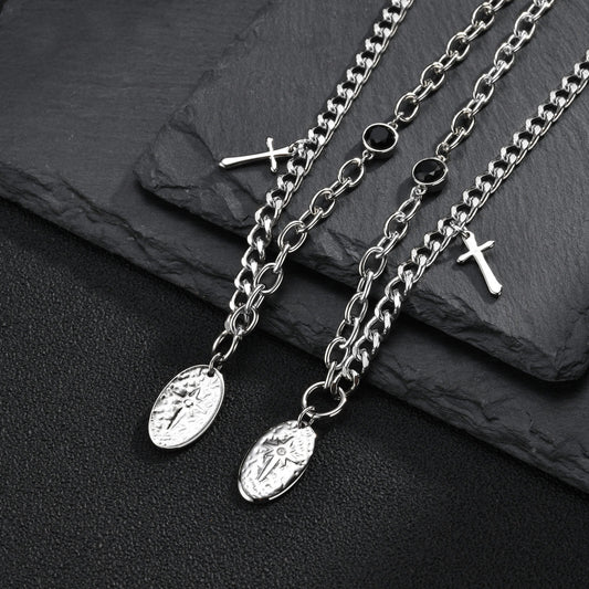 Kemstone Eight Point Star Necklace for Men Stainless Steel NC-3217