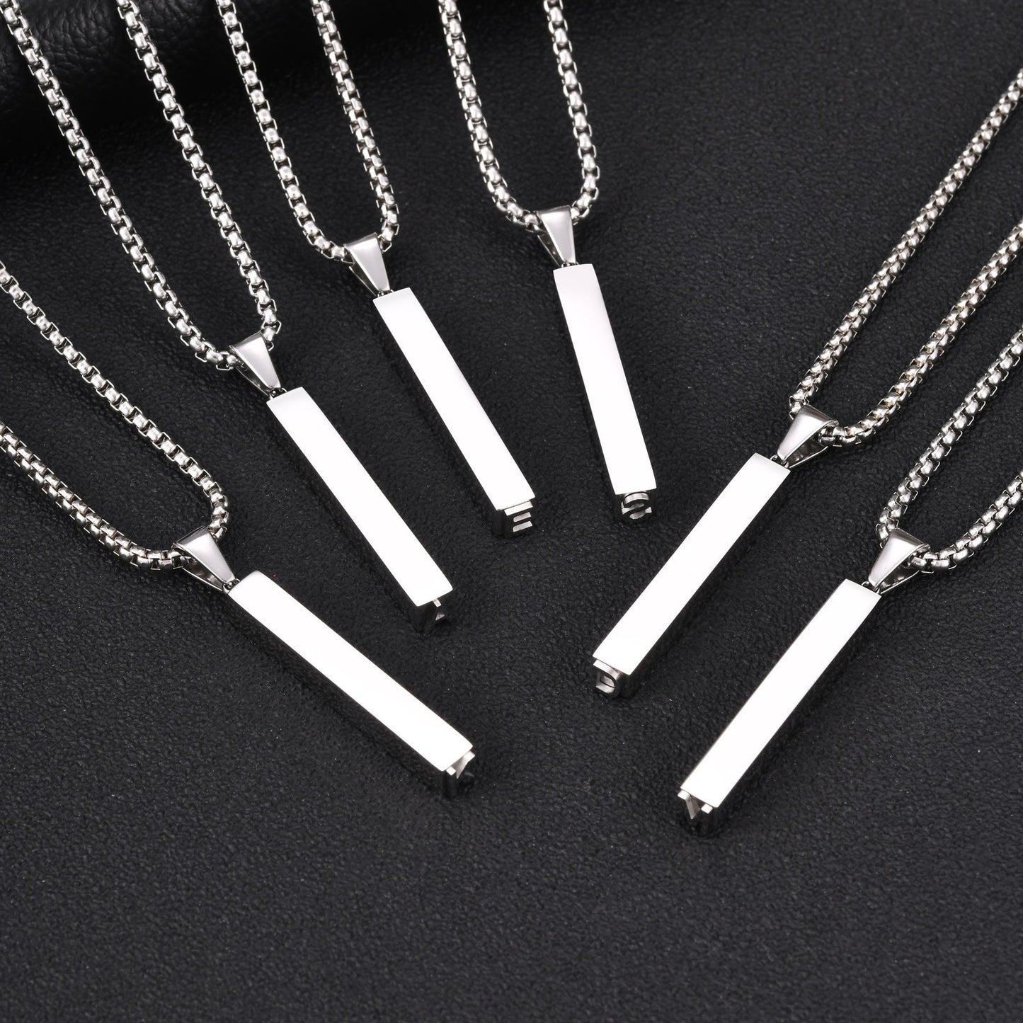 Kemston Letter Necklace for Men Stainless Steel Bar Pendant Minimalist Design PN-2380