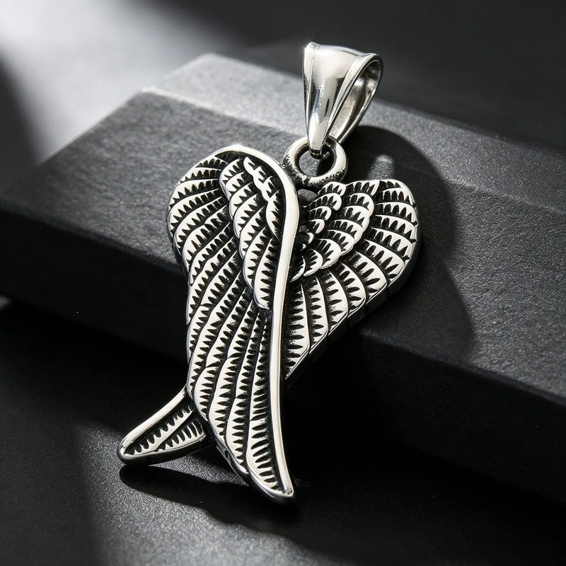 Kemstone Feather Wing Pendant Necklace for Men Stainless Steel Vintage Style KP118543-LU
