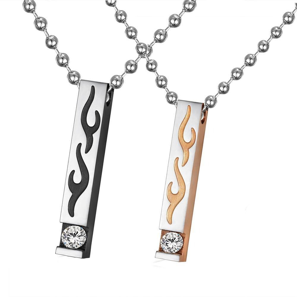 Kemstone Flame Bar Necklace for Men & Women Stainless Steel TN0137