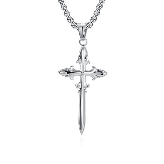 Kemstone Stainless Steel Gothic Cross Pendant Necklace for Men K-PT692