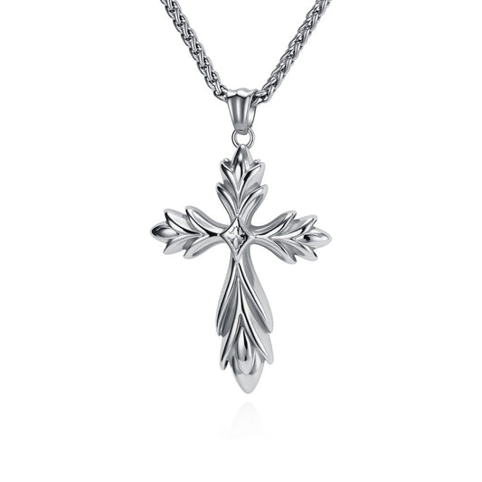 Kemstone Gothic Iris Cross Stainless Steel Pendant Necklace for Men Rock Biker Jewelry K-PT726