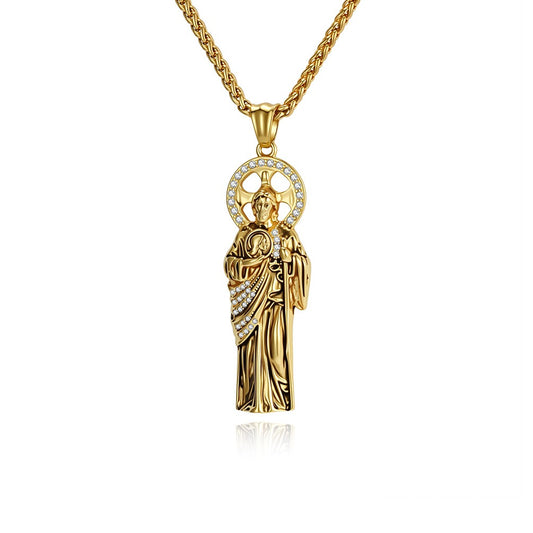 Kemstone Stainless Steel Vintage Guardian Figure Pendant Necklace for Men K-PT679