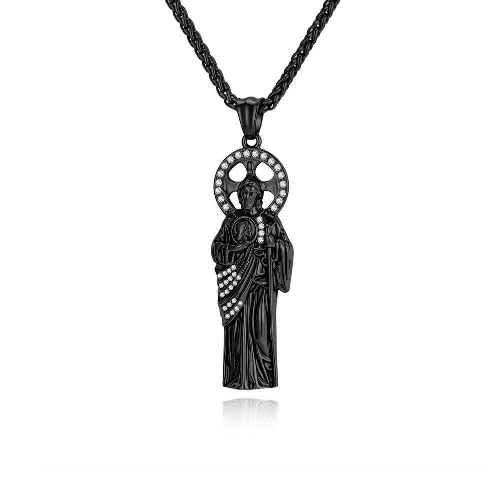 Kemstone Stainless Steel Vintage Guardian Figure Pendant Necklace for Men K-PT679