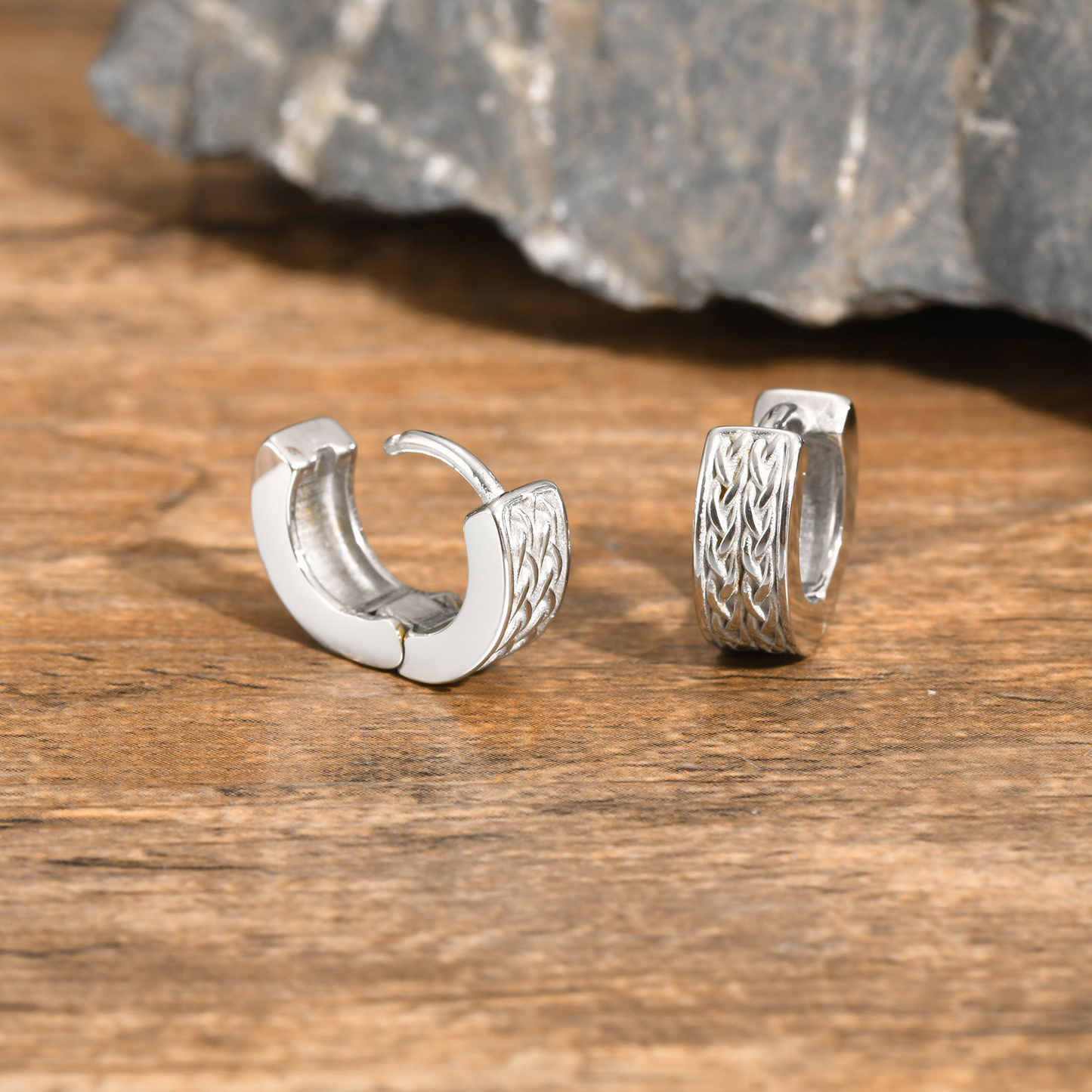 Kemstone Stainless Steel Celtic Knot Hoop Earrings for Men ES-606