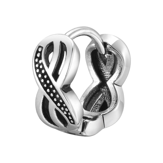 Kemstone Men’s Stainless Steel Infinity Hoop Earring – Vintage Silver EH-687