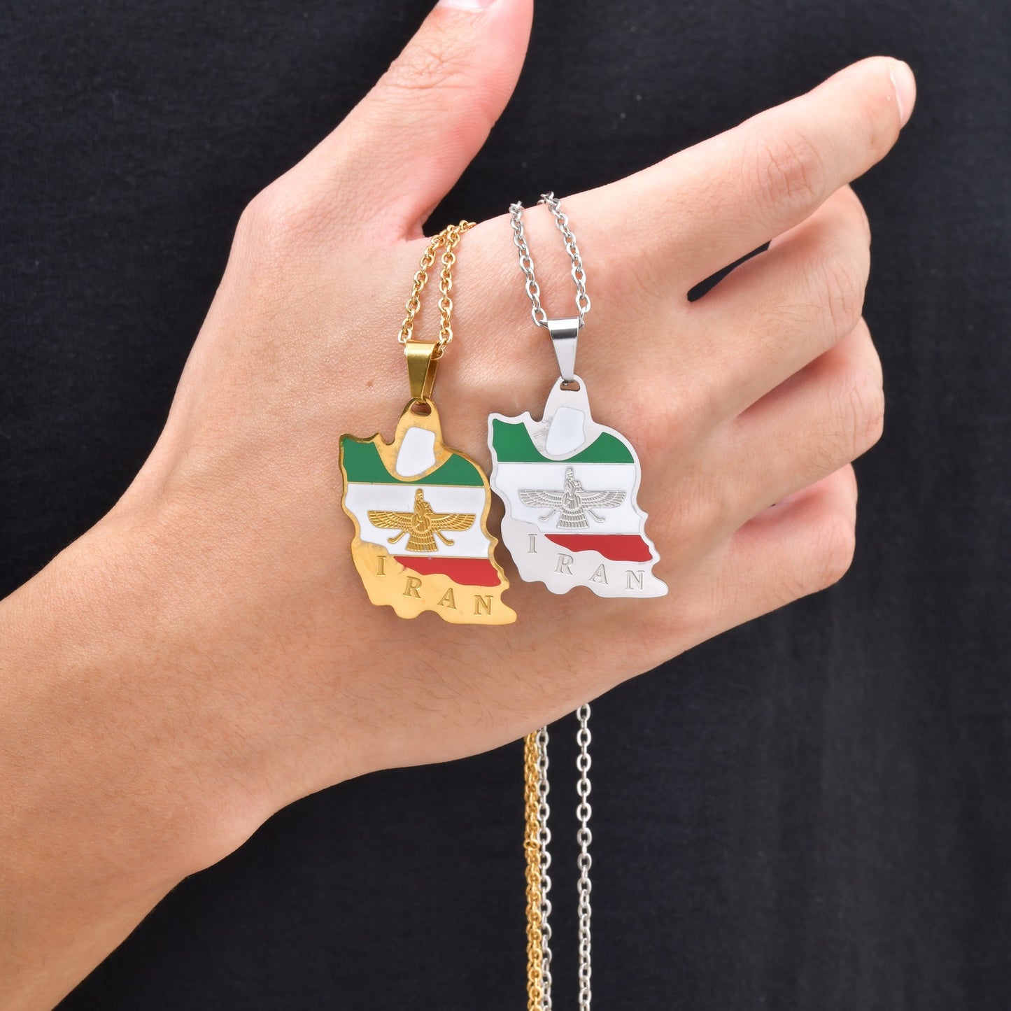 Kemstone Stainless Steel Iran Map Pendant Necklace for Men Women Gold Silver PN-2345 PN-2345