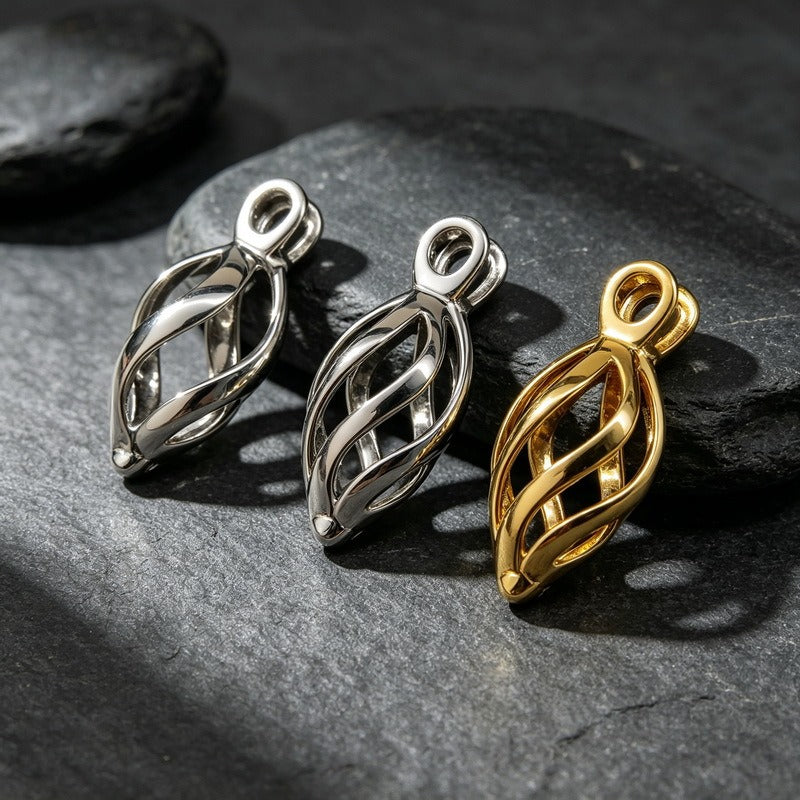 Kemston Openable Leaf Pendant Necklace for Men Stainless Steel Teardrop Design KP119649-GC