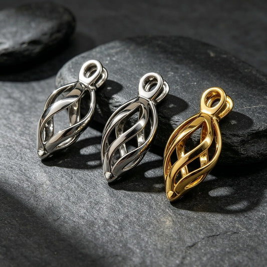Kemston Openable Leaf Pendant Necklace for Men Stainless Steel Teardrop Design KP119649-GC