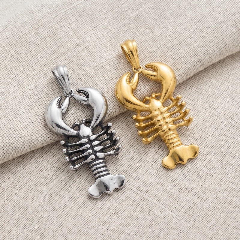 Kemstone Stainless Steel Lobster Pendant Necklace for Men Marine Object Chain KP117944-KJX