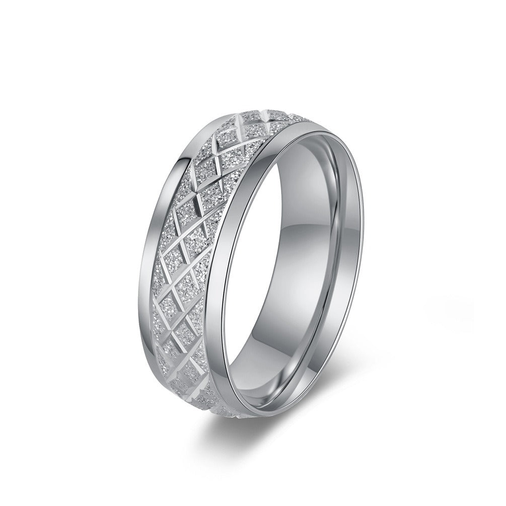 Kemstone Stainless Steel Matte Pattern Ring for Men & Women K-R1081