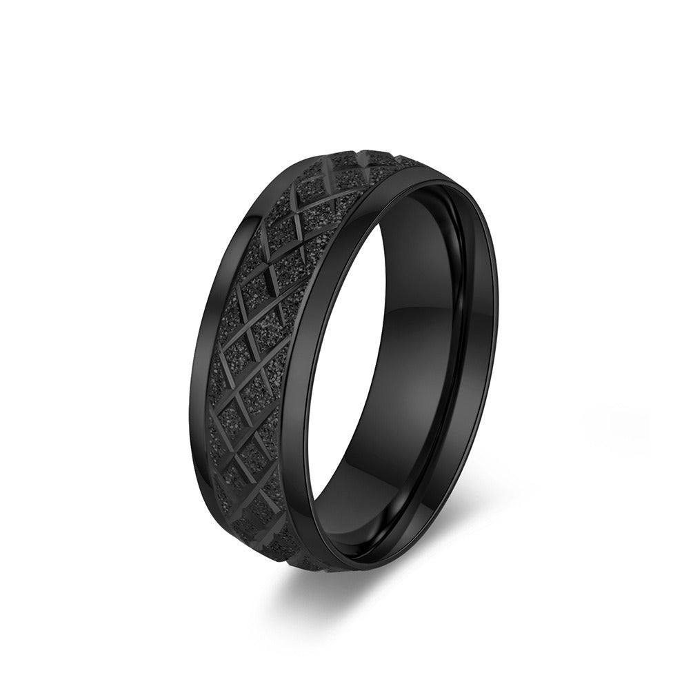 Kemstone Stainless Steel Matte Pattern Ring for Men & Women K-R1081