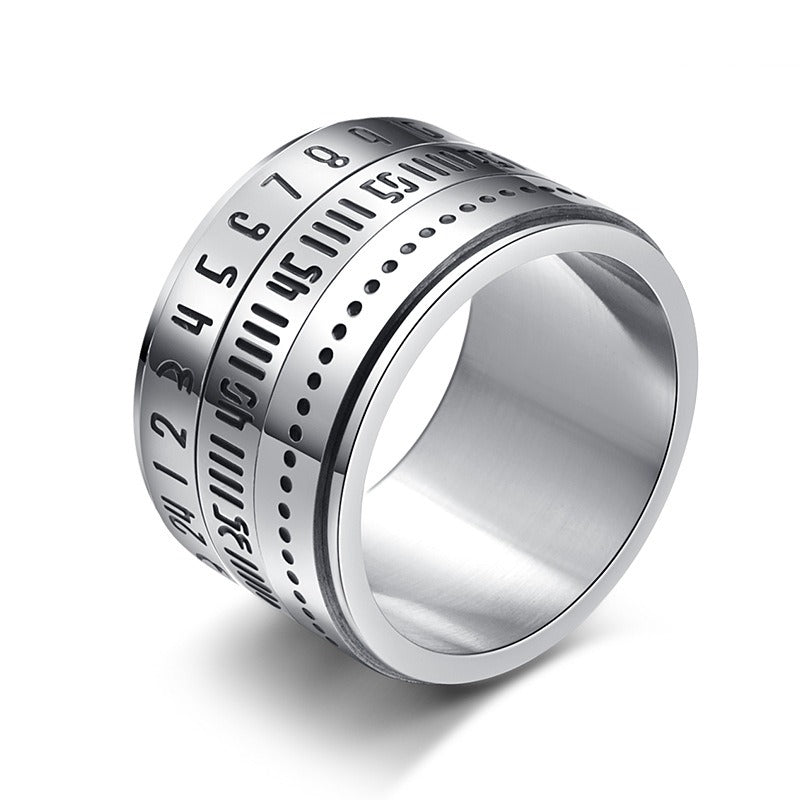 Kemstone Number Spinner Ring for Men Stainless Steel 14MM Wide Band  K-R123