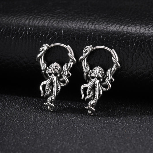 Kemston Stainless Steel Octopus Hoop Ear Cuff Earring for Men EH-891