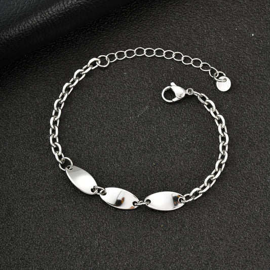 Kemstone Stainless Steel Oval Link Bracelet for Men Silver BR-3041