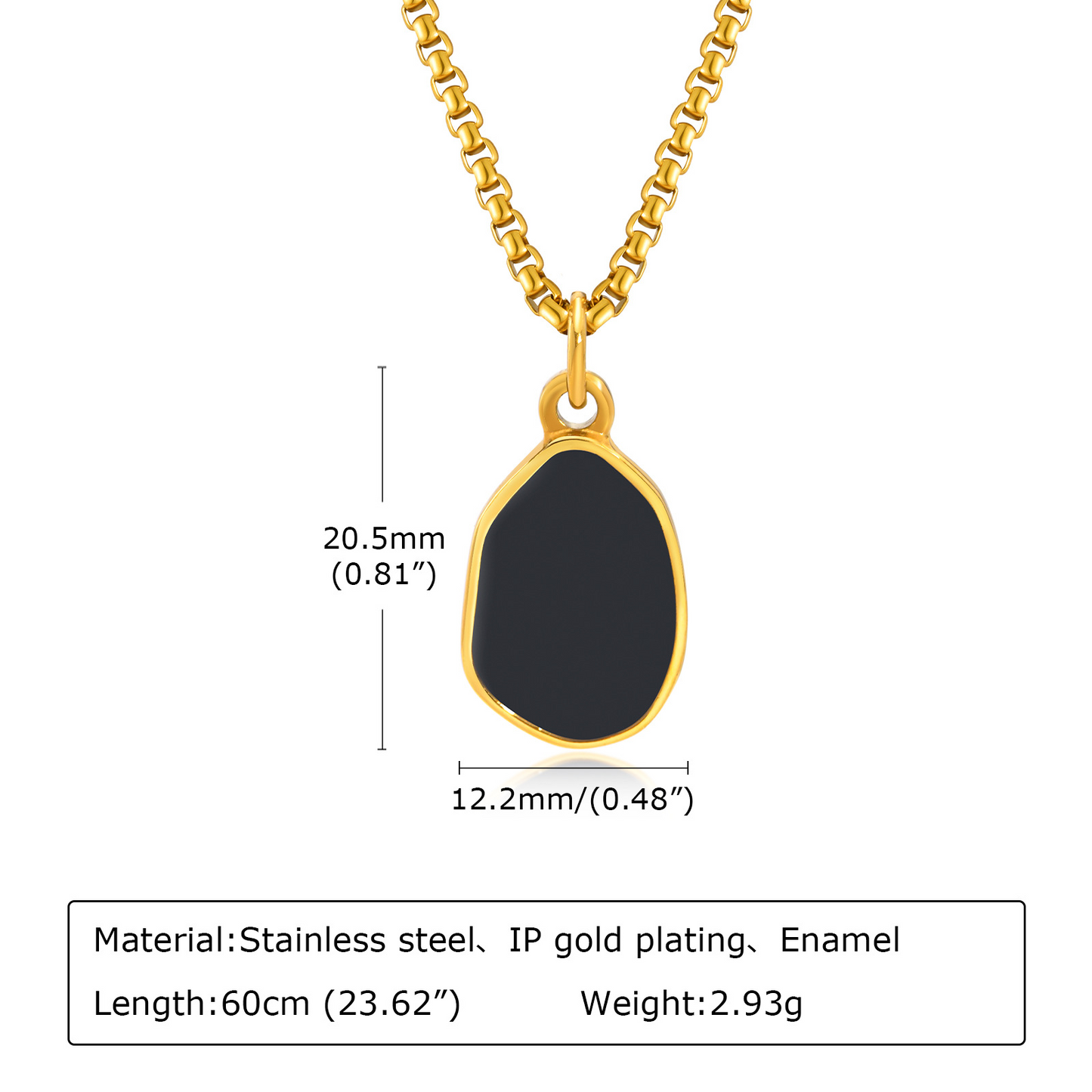 Kemstone Stainless Steel Oval Enamel Pendant Necklace for Men PN-1702