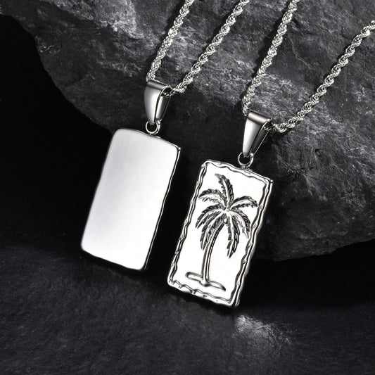 Kemstone Stainless Steel Palm Tree Pendant Necklace – Vacation Style for Men PN-2149