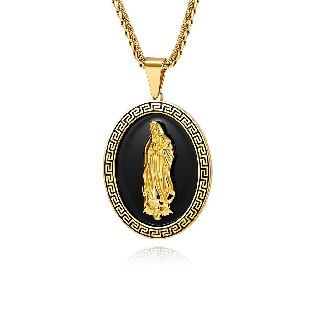 Kemstone Portrait Relief Pendant Necklace – Stainless Steel Vintage Street Style K-PT697