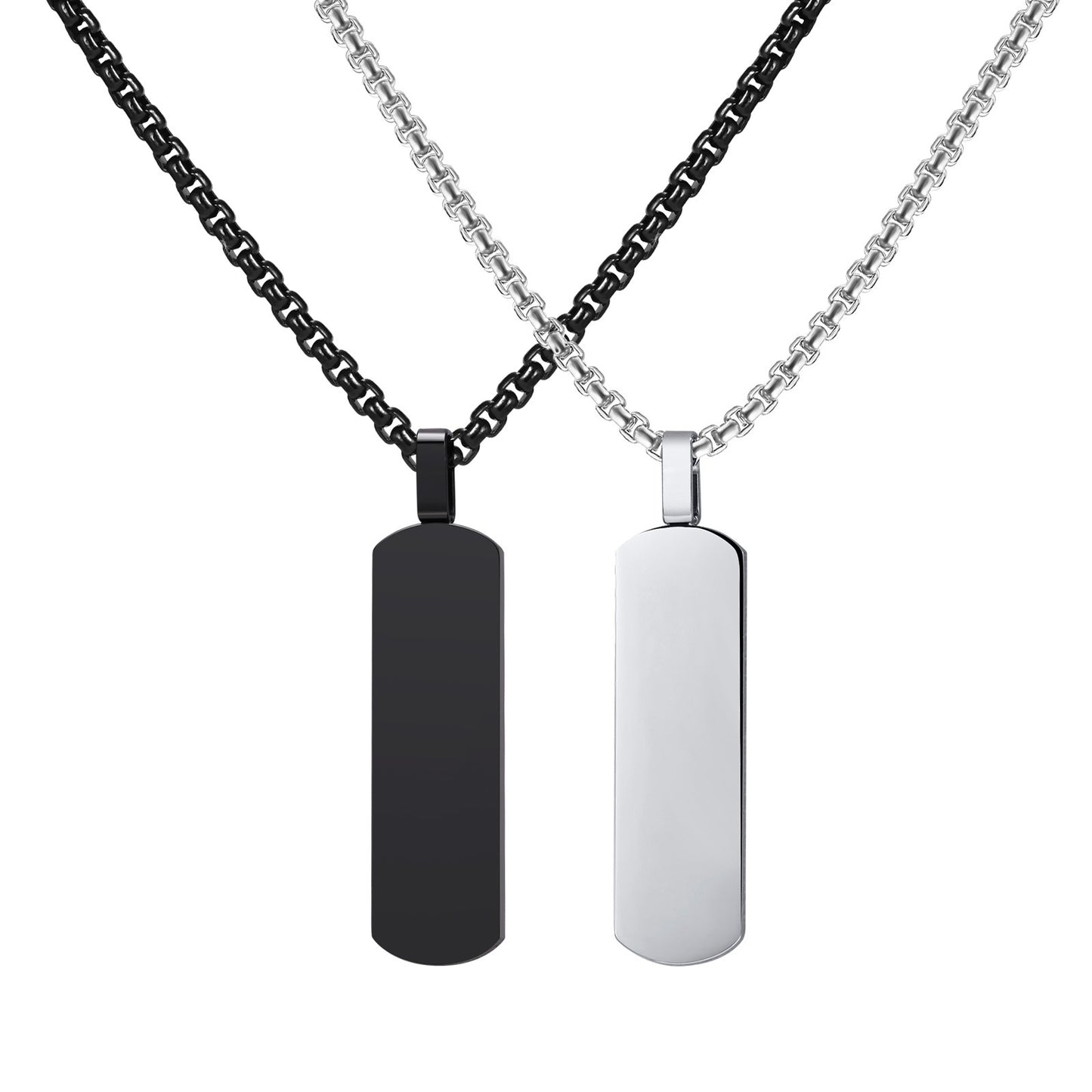 Kemstone Stainless Steel Rectangular Bar Pendant Necklace for Men PN-1874