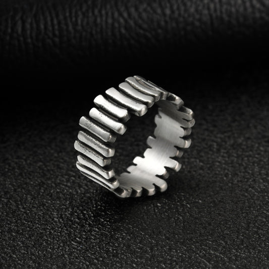 Kemstone Stainless Steel Ribbed Ring for Men Structured Band RC-1147S