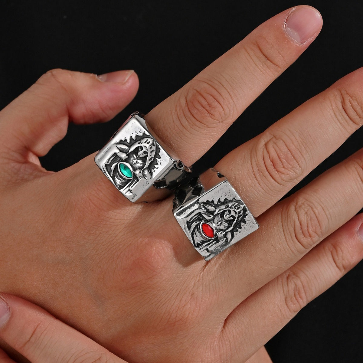 Kemstone Figure Signet Ring for Men Marquise Cubic Zirconia TR0535