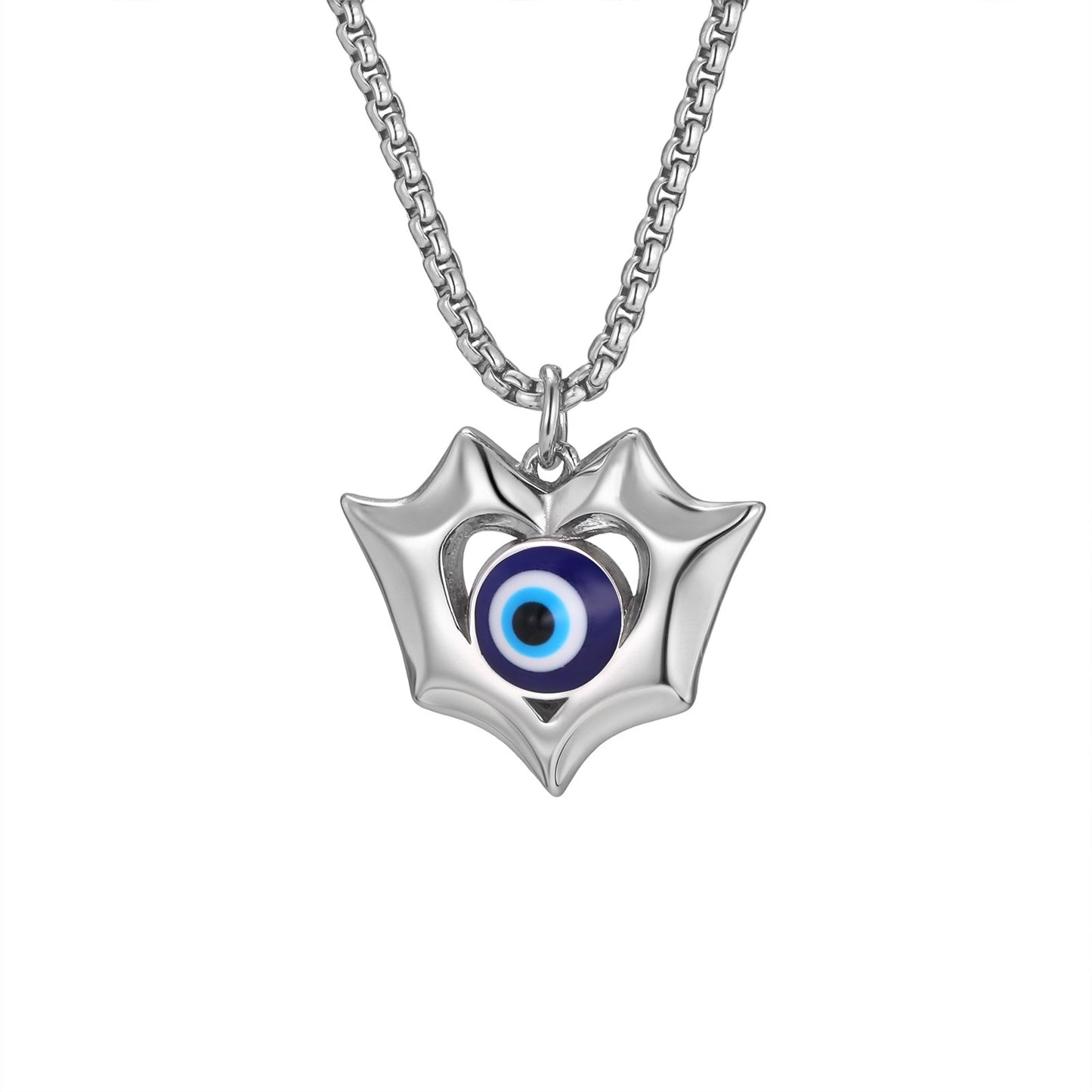 Kemstone Shield Eye Pendant Necklace Stainless Steel Necklace for Men Silver PN-2323