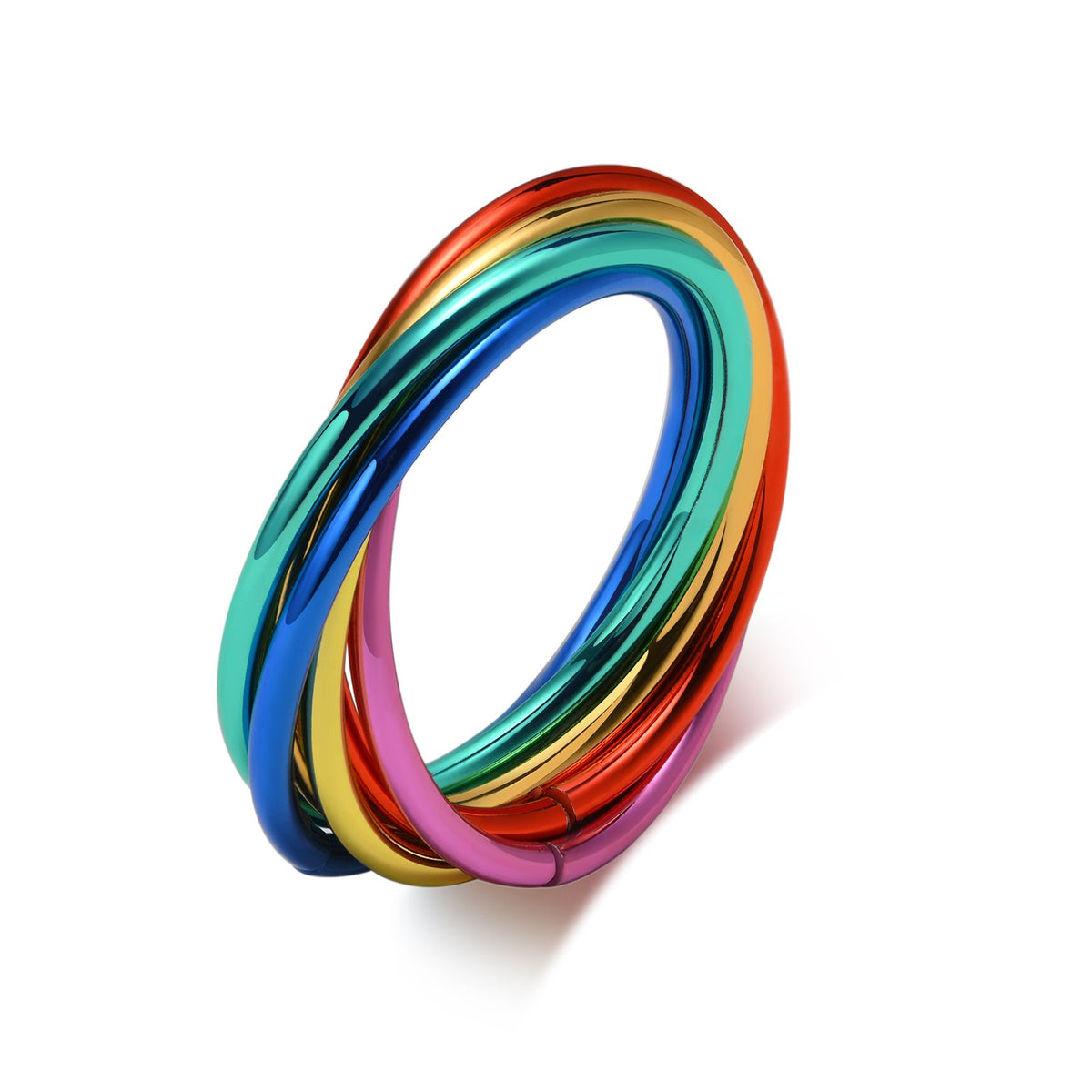 Kemstone Stainless Steel Six-Band Rainbow Ring for Men & Women R-599