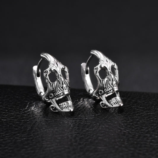 Kemstone Stainless Steel Skull Hoop Earring for Men Gothic Punk Ear Jewelry EH-890