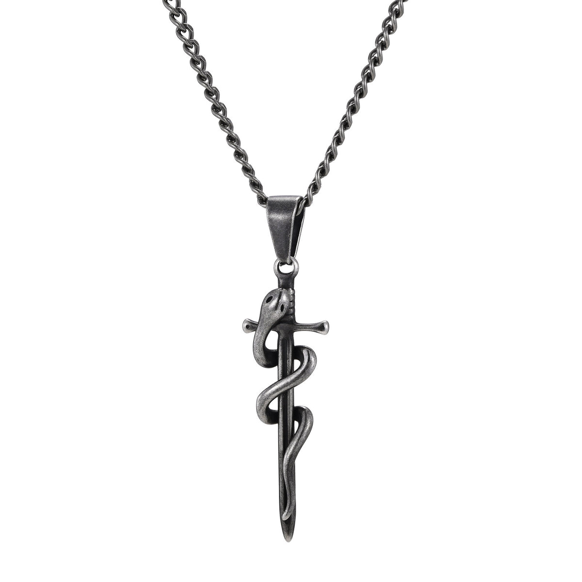 Kemstone Snake Sword Pendant Necklace for Men Stainless Steel PN-2391