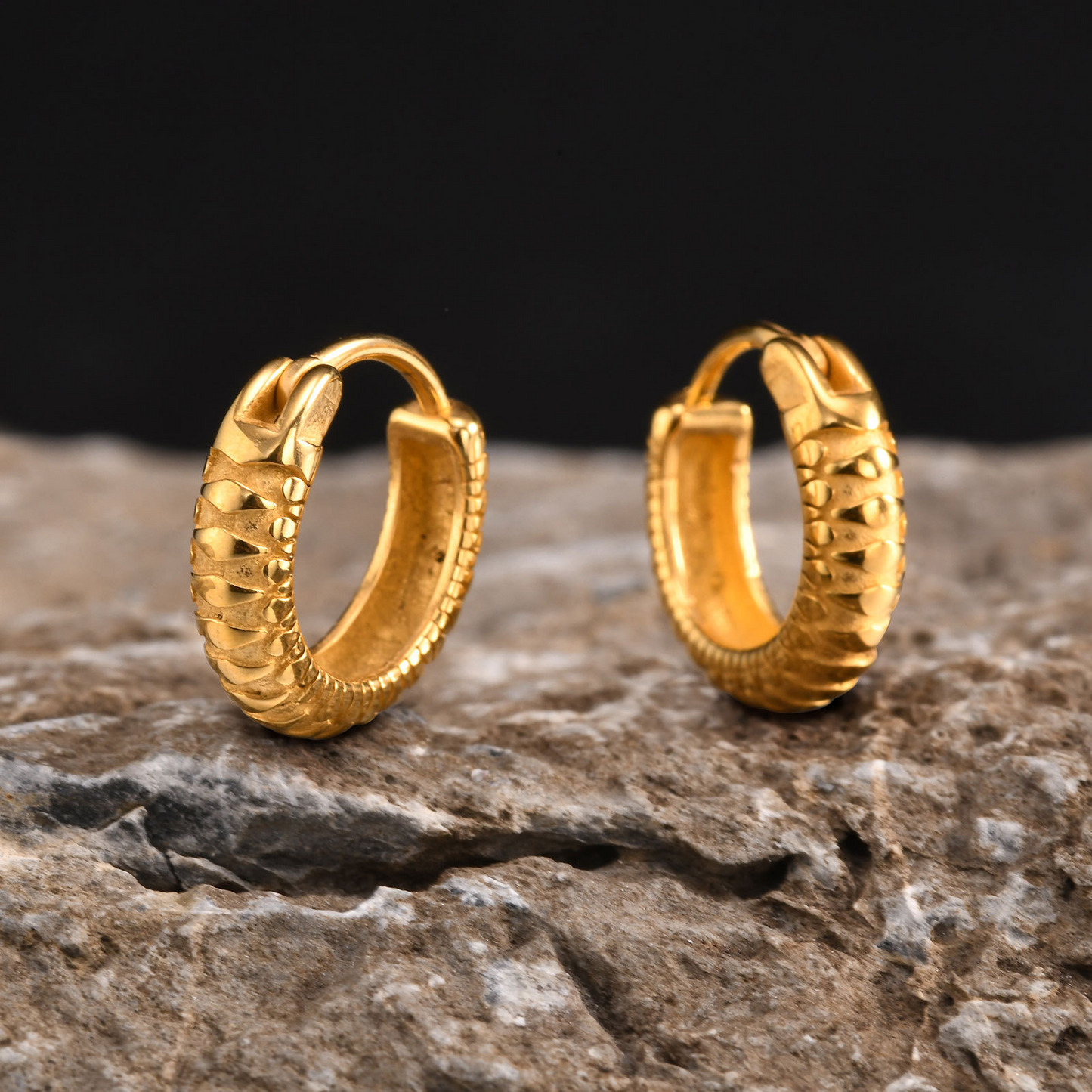 Kemstone Stainless Steel Snake Pattern Hoop Earring for Men – EH688