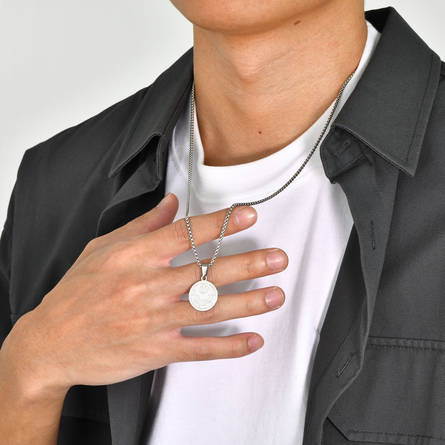 Kemstone Stainless Steel Soccer Ball Pendant Necklace for Men PN-1932