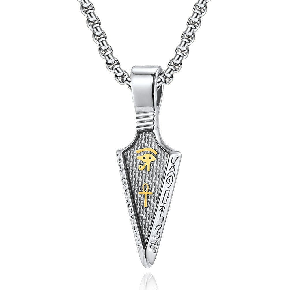 Kemstone Stainless Steel Spearhead Eye Symbol Pendant Necklace for Men K-PT413