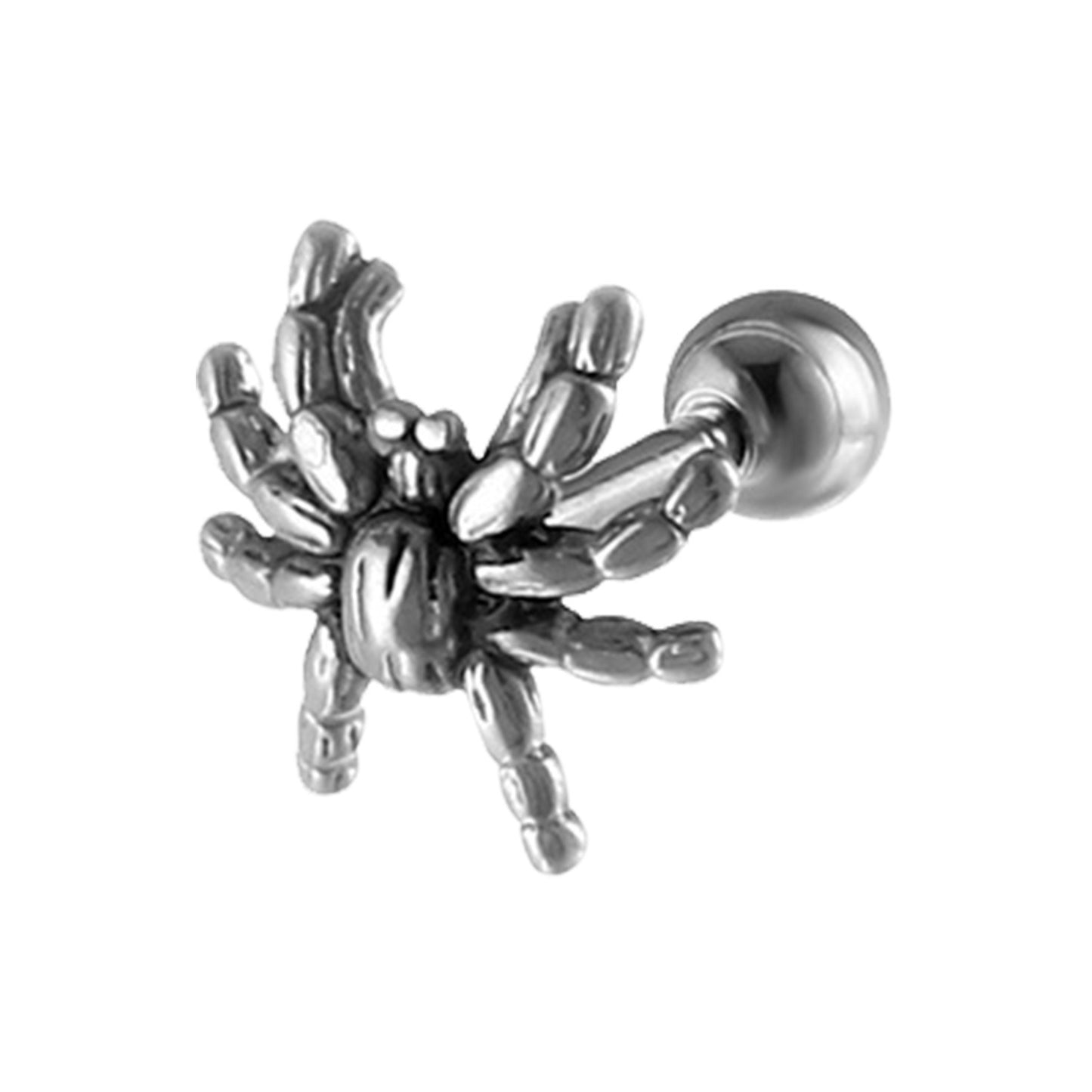 Kemstone Men’s Stainless Steel Spider Stud Earring – Silver ES-460