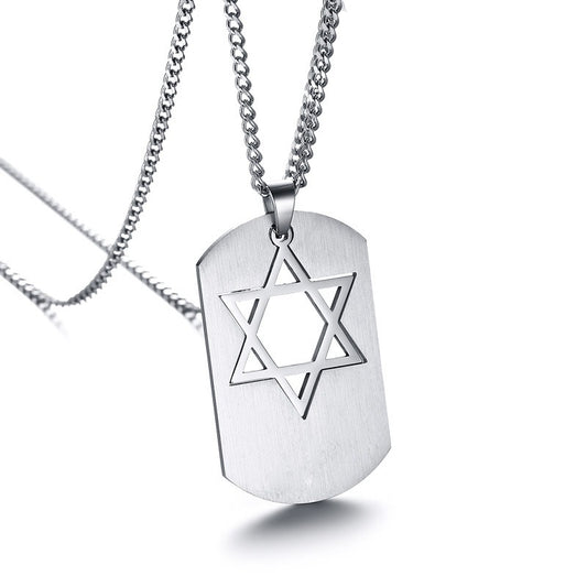 Kemstone Stainless Steel Star Cutout Pendant Necklace for Men Tag Style PN-832S