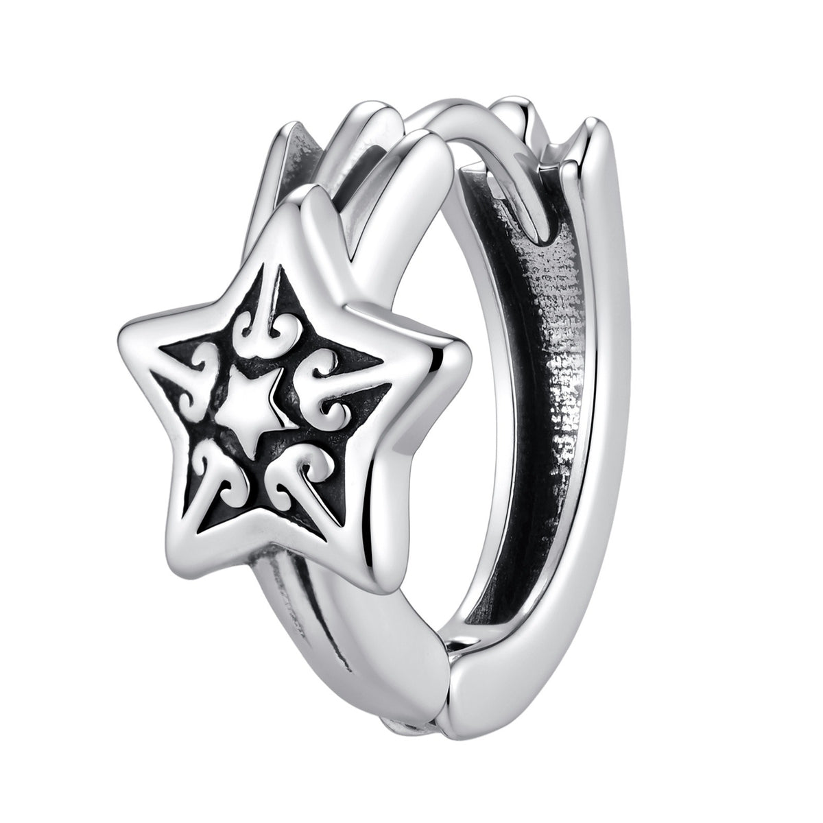 Kemstone Star Hoop Earring for Men Stainless Steel Vintage EH-913