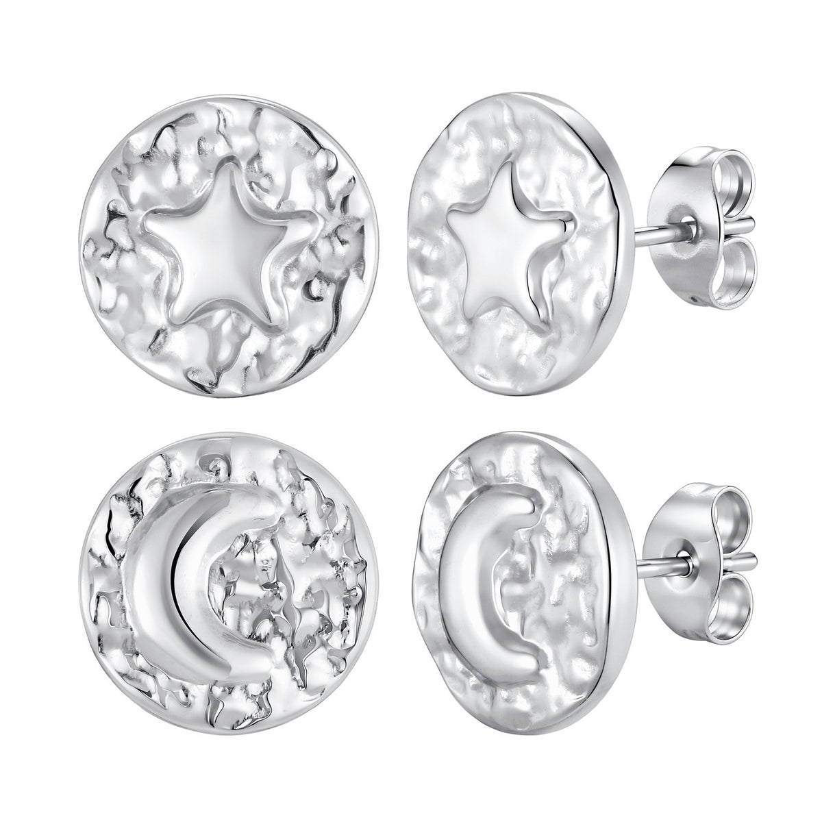 Kemstone Star Moon Stud Earring for Men Stainless Steel ES-857